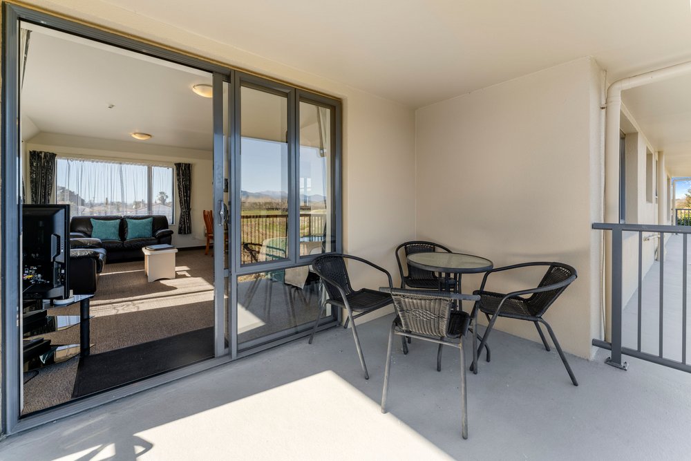 Patio in two bedroom motel unit, Motueka